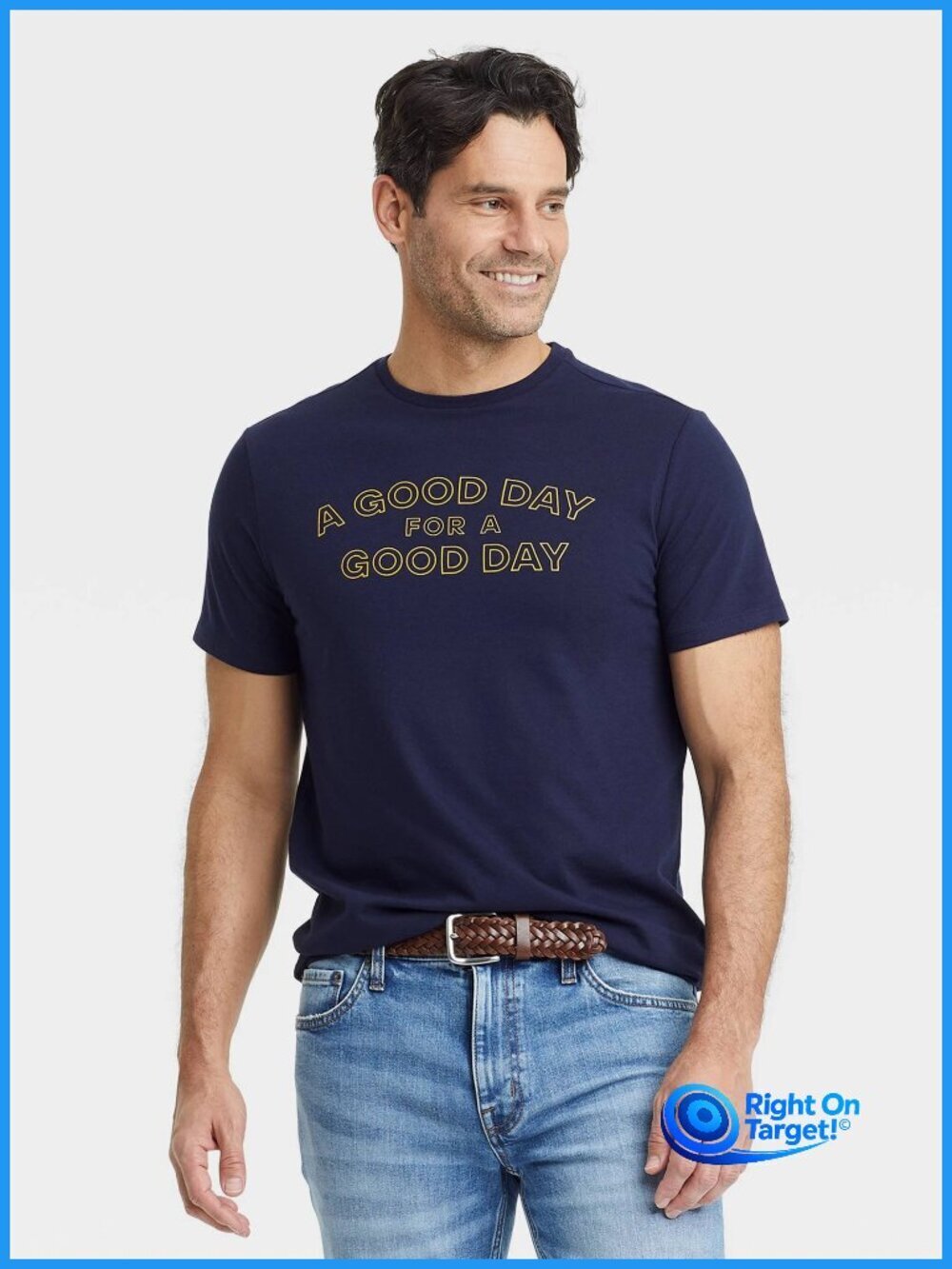 Large - Mens Good Day For A Good Day Short Sleeve Shirt - Goodfellow Co - Navy